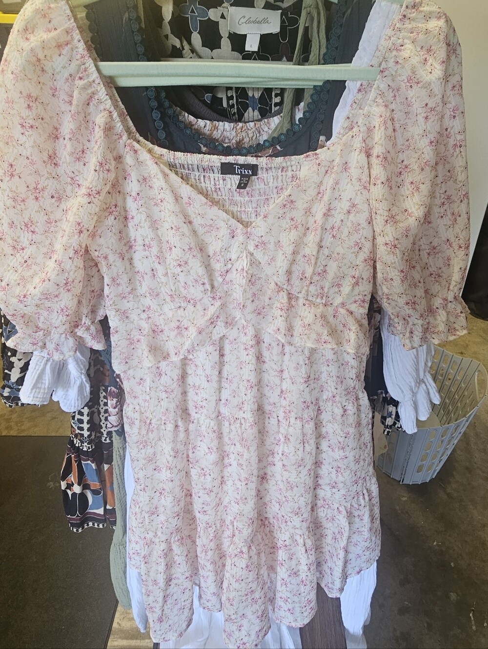 Trixx Pink Floral Puff Sleeve Mini Dress